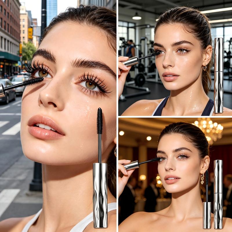 Steel tube spiral mascara, featuring a special spiral brush head made of steel – long-lasting and waterproof, providing 24-hour wear, easy to apply, and keeps each lash individually long and curled for an extended period. -AUX