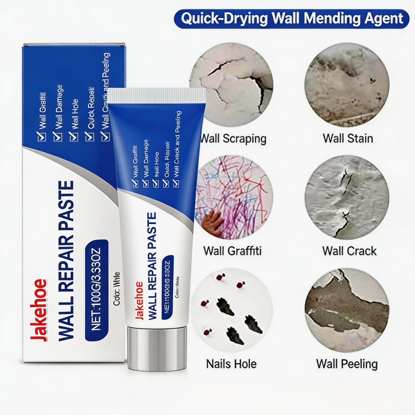 Gypsum board patch repair kit, wall repair agent, multifunctional quick drying paste adhesive, heavy-duty concrete sealant, waterproof self-adhesive agent-AUX