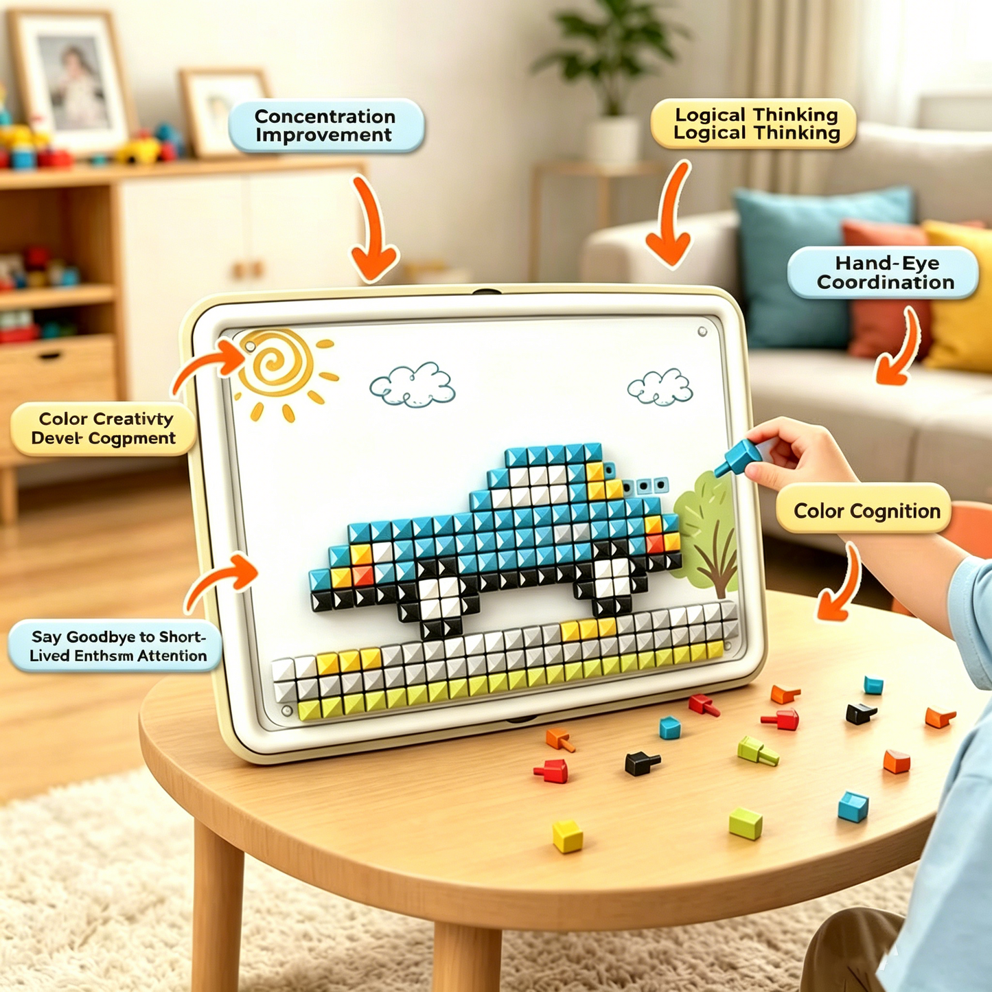 Kid's Mushroom Nail Puzzle Toy | Montessori Early Education, Fine Motor Skills & Concentration Game-QZZ