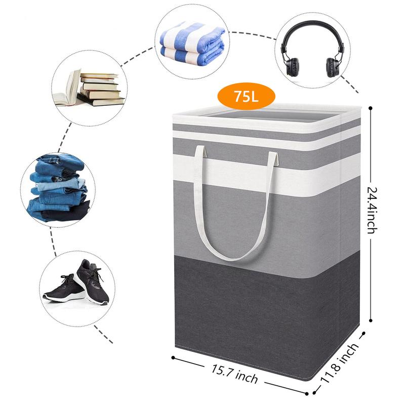 Collapsible Laundry Hamper Set, Large Capacity Fabric Laundry Baskets with Handles for Clothes & Storage-TTT