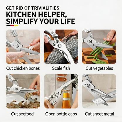 Heavy Duty Kitchen Shears – Effortlessly Cut Chicken, Fish & Meat Bones,Multi-Purpose Bone Cutting Kitchen Shears-AUX