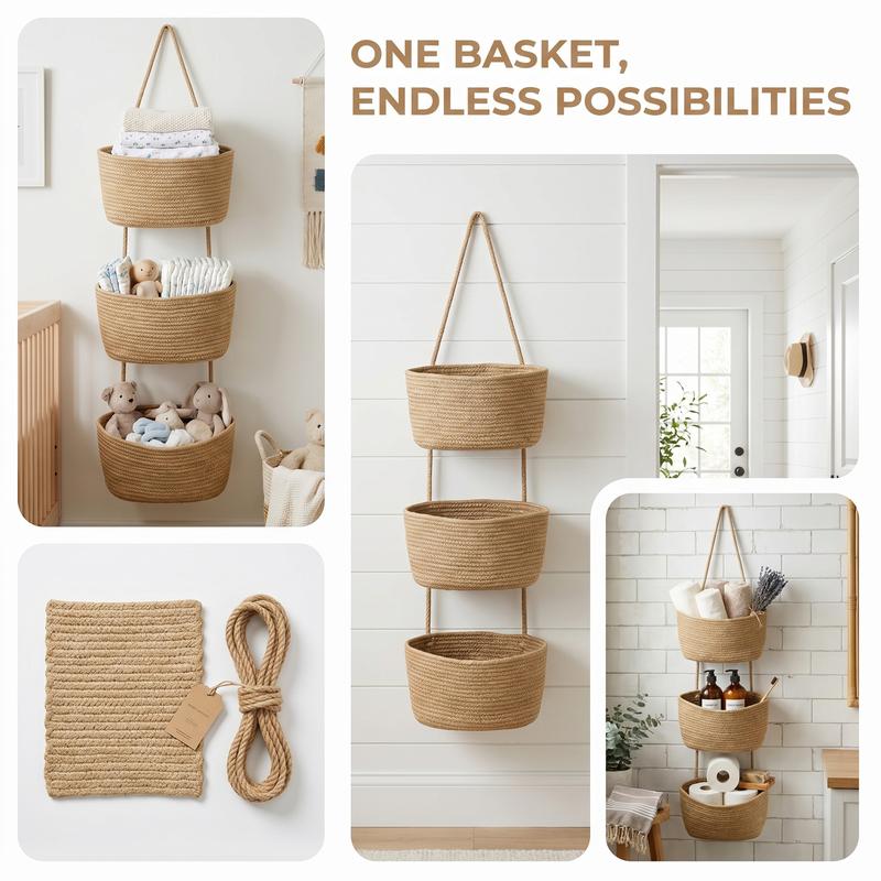 🧺 3-Tier Over Door Storage Basket • Bathroom & Nursery Organizer 🚪-VIM