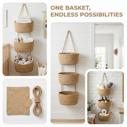 🧺 3-Tier Over Door Storage Basket • Bathroom & Nursery Organizer 🚪-VIM