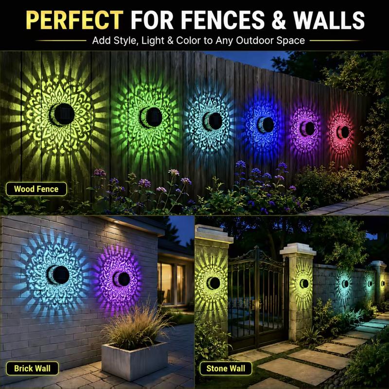 Solar Mandala Projection Wall Light ✨ Outdoor Waterproof Garden Decor Lamp-VIM