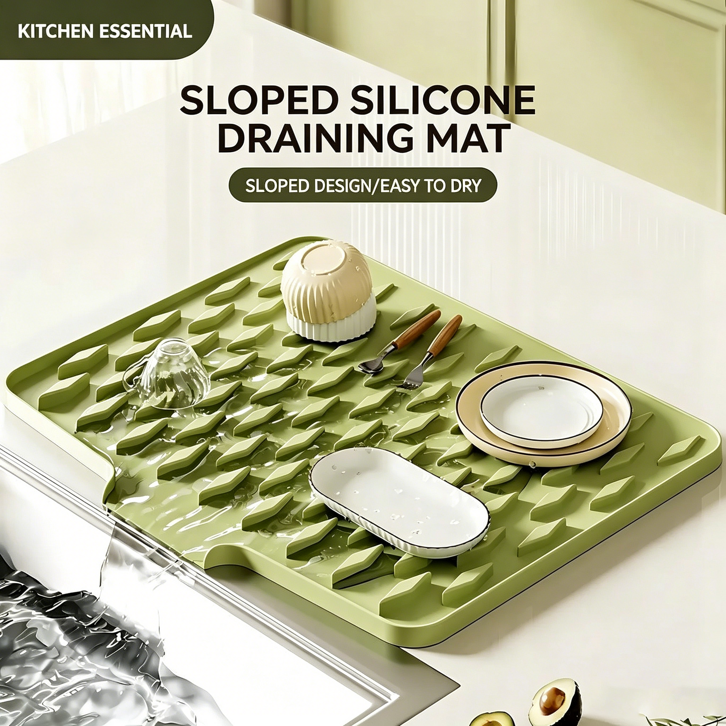 Stop Water Stains! Waterproof Silicone Drain Mat for Dishes, Fruits & More-QZZ