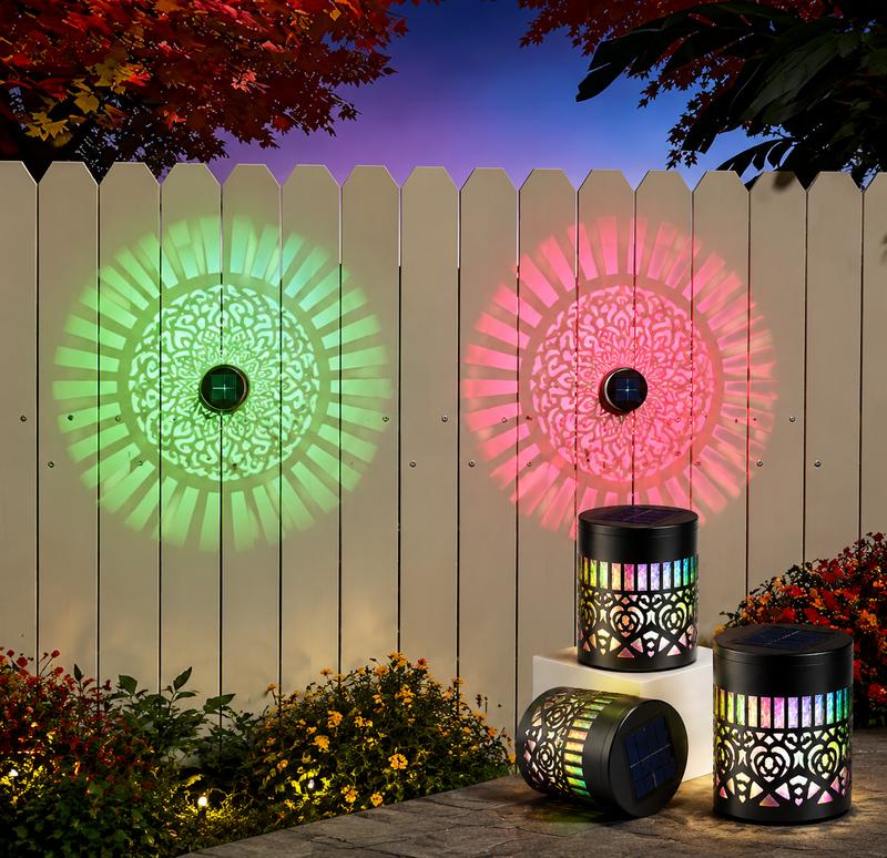 Solar Mandala Projection Wall Light ✨ Outdoor Waterproof Garden Decor Lamp-VIM