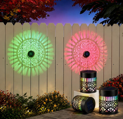 Solar Mandala Projection Wall Light ✨ Outdoor Waterproof Garden Decor Lamp-VIM