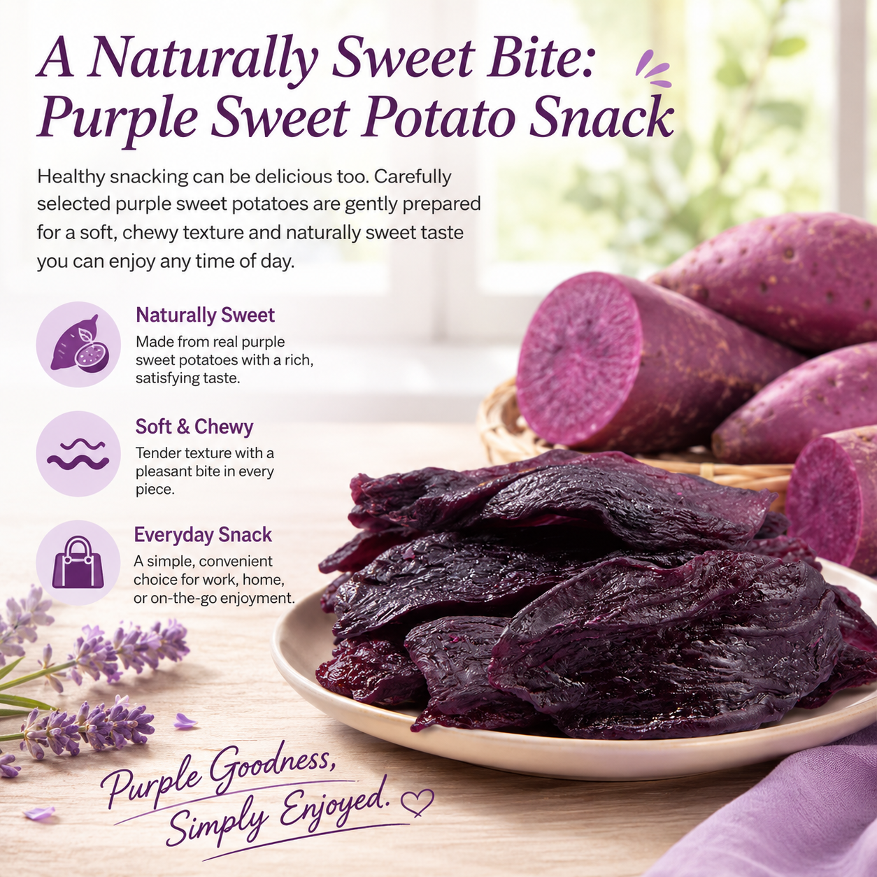 😋Healthy Low Fat Purple Sweet Potato Snack- 🍃Supports balanced blood sugar & daily body vitality-XLB