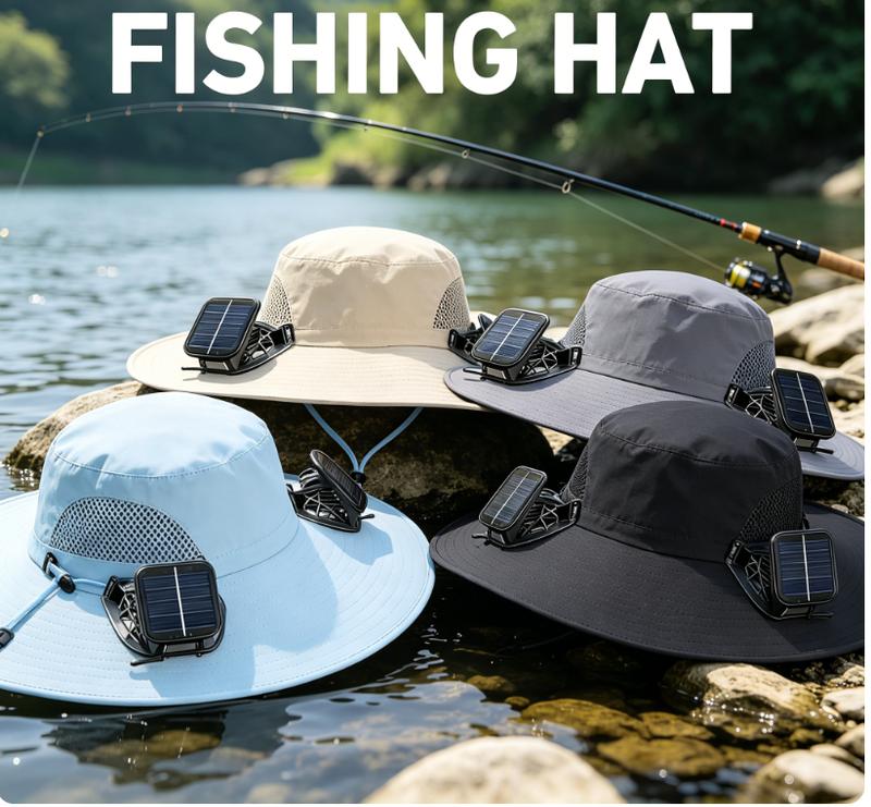 ☀️Built-in Fan Wide Brim Sun Hat🧢｜Waterproof Cooling Outdoor Hat Unisex-VIM