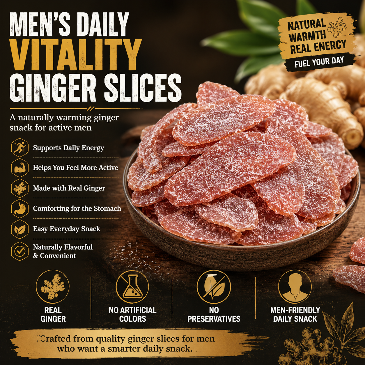 Natural Ginger Slices for Men – Daily Vitality & Wellness Support-NEX