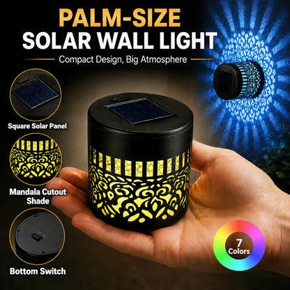 Solar Mandala Projection Wall Light ✨ Outdoor Waterproof Garden Decor Lamp-VIM