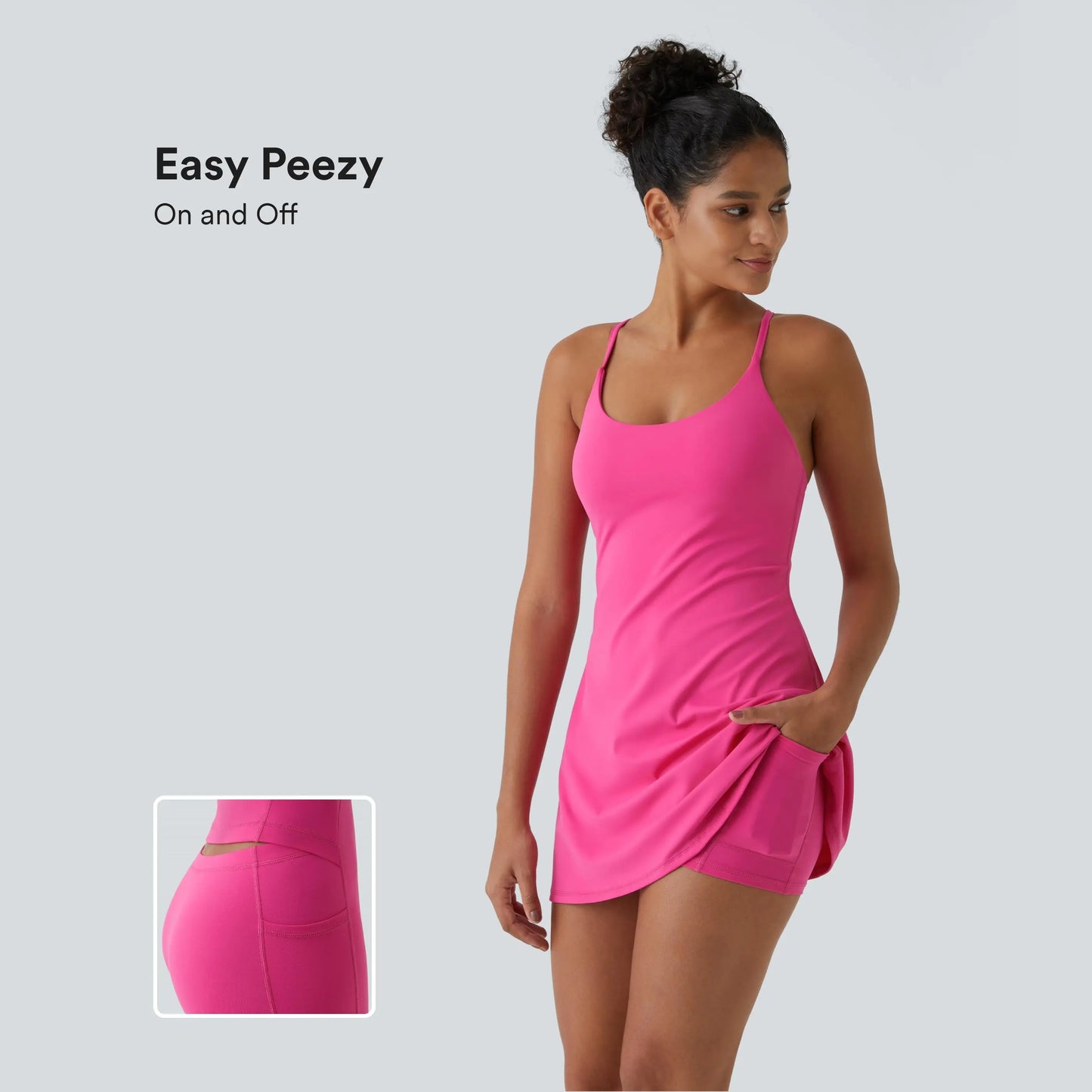 💖 Women’s Tennis Dress with Crisscross Back & Built-in Shorts | 5 Colors Available-WBJ