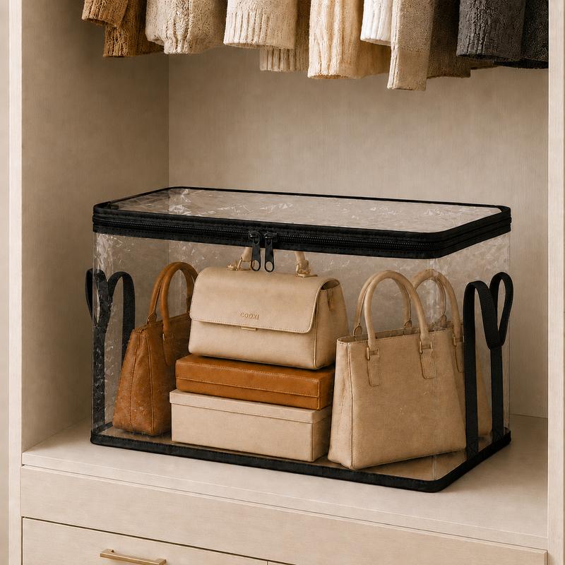 Clear PVC Storage Bags with Zipper, Waterproof Foldable Organizer for Clothes, Toys, and Household Items-TTT