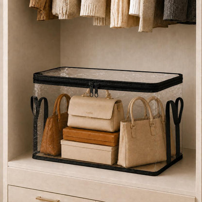 Clear PVC Storage Bags with Zipper, Waterproof Foldable Organizer for Clothes, Toys, and Household Items-TTT