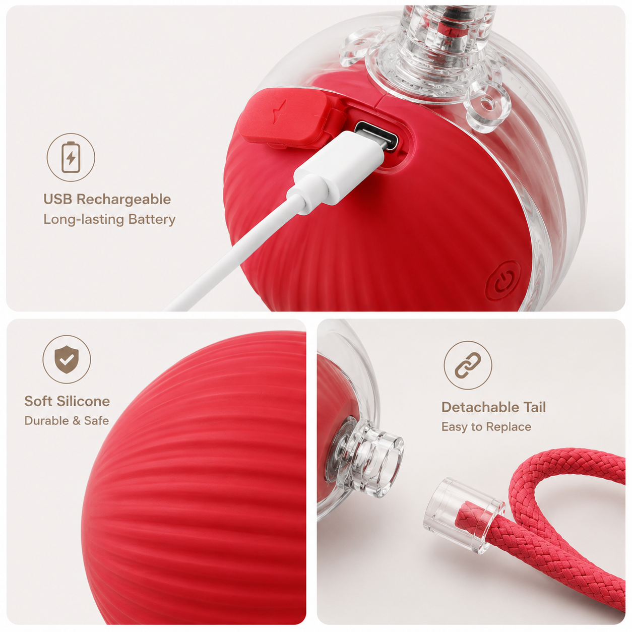 Smart Interactive Cat Toy Ball with Tail – Automatic Moving, USB Rechargeable, Motion Sensor, Boredom Relief Pet Toy for Indoor Cats-QZZ