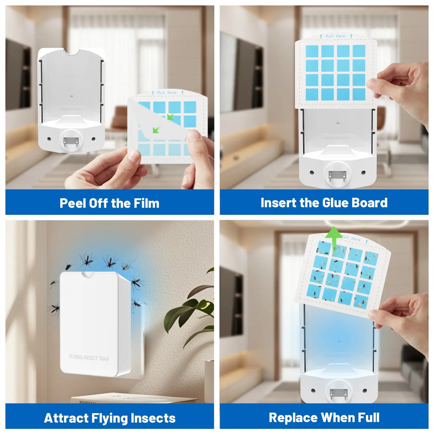 Premium Plug-In Flying Insect Trap | UV Light Bug Catcher + 5 Sticky Refills 🪰💡 LGZ