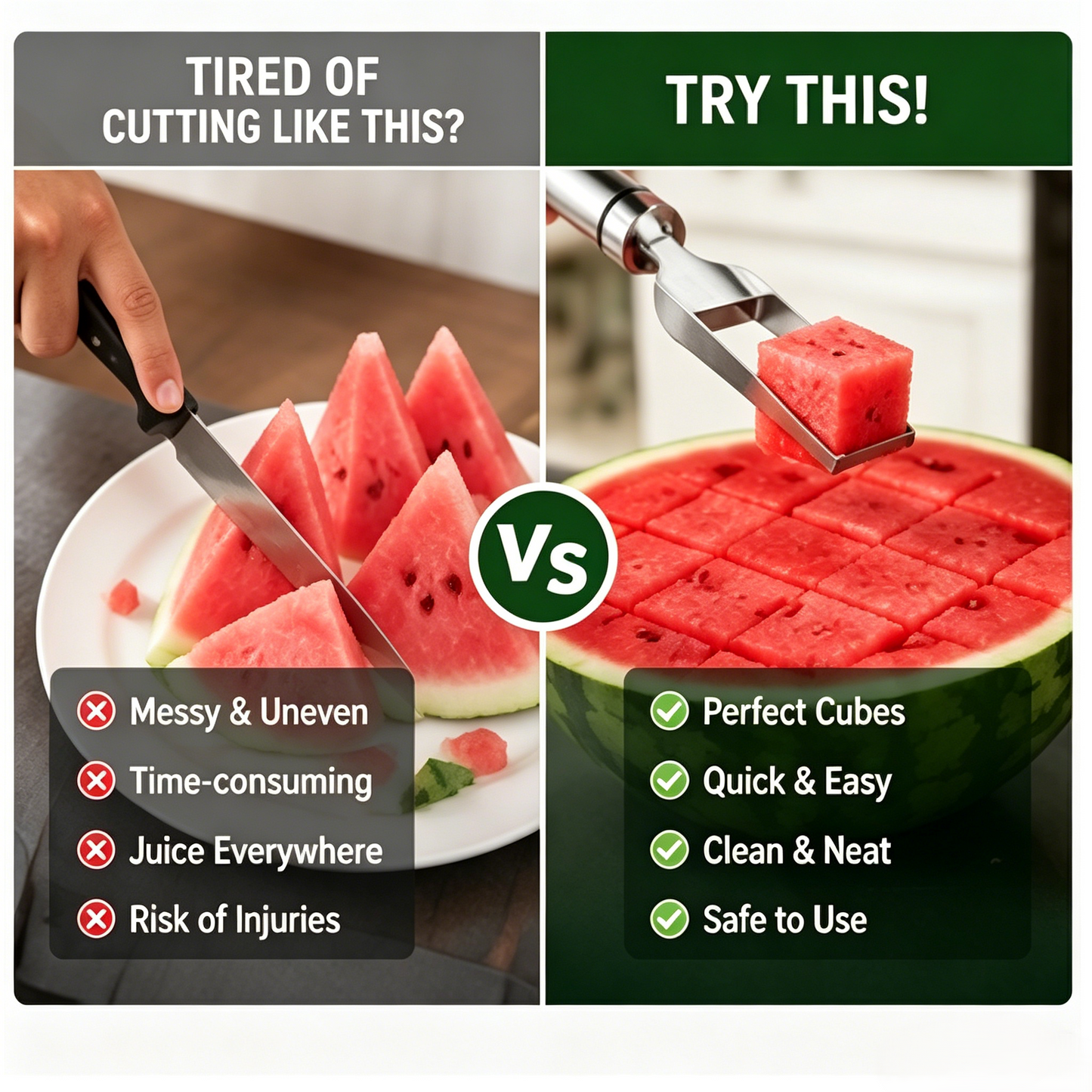 🍉 Watermelon Cube Cutter Fork – Fun, Safe, and Fast Fruit Slicing Tool-WBJ