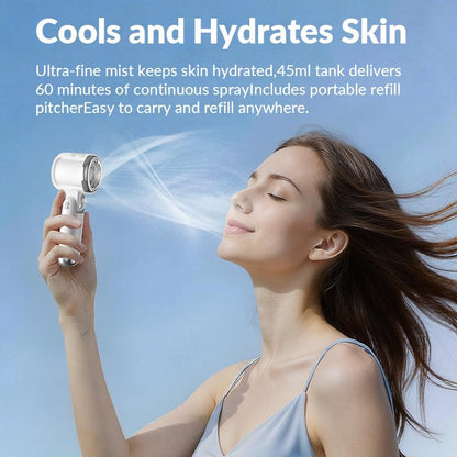 Premium Portable Neck Fan with Mist, 180° Adjustable Rechargeable Handheld Cooling Fan for Summer-TTT