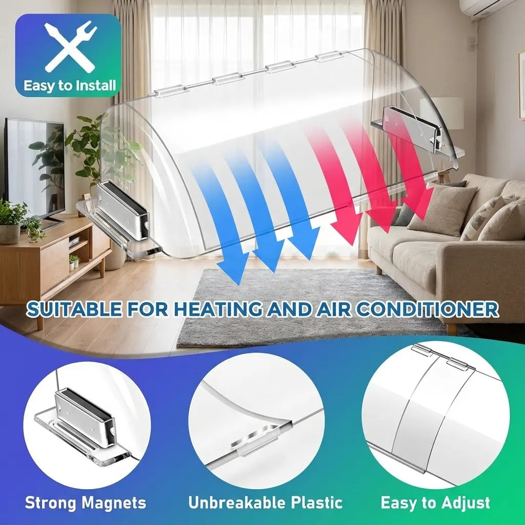 Premium Adjustable Magnetic Air Deflector | Clear Heat & AC Vent Cover (Fits 8.5" - 15") LGZ