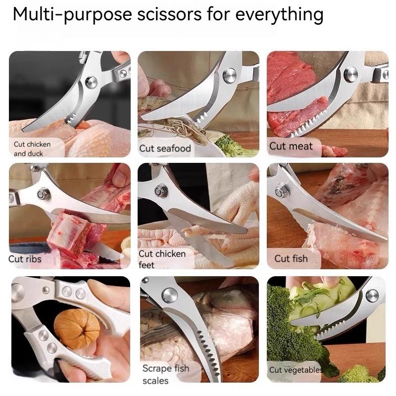 Heavy Duty Kitchen Shears – Effortlessly Cut Chicken, Fish & Meat Bones,Multi-Purpose Bone Cutting Kitchen Shears-AUX