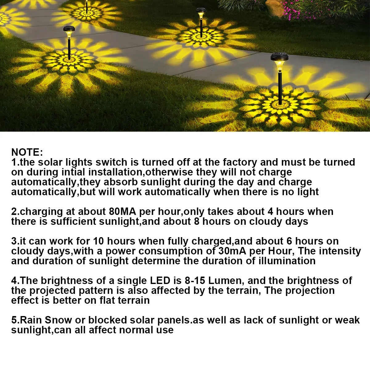 Premium Color-Changing Solar Pathway Lights | Waterproof Sunflower Projection Garden Decor 🌻✨ LGZ