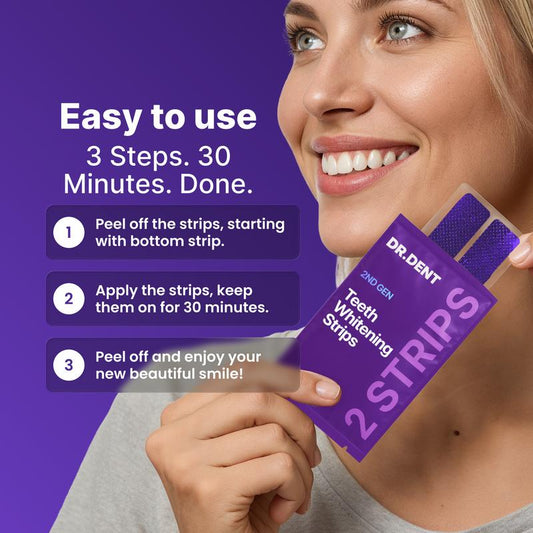 No-Slip Teeth Whitening Strips, Gentle Peroxide-Free Formula for Coffee & Tea Stains-TTT