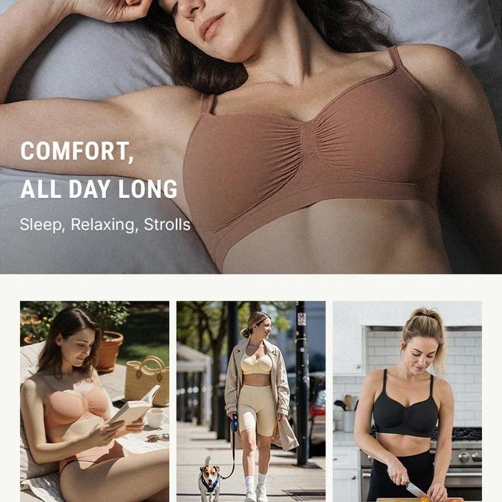 Seamless Comfort Wireless Bra, Plus Size Soft Support Bralette with Adjustable Straps, No Underwire Everyday Bra-TTT