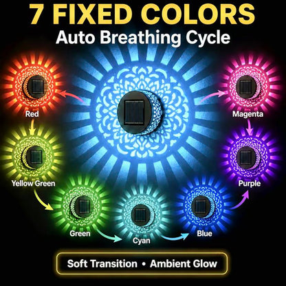 Solar Mandala Projection Wall Light ✨ Outdoor Waterproof Garden Decor Lamp-VIM