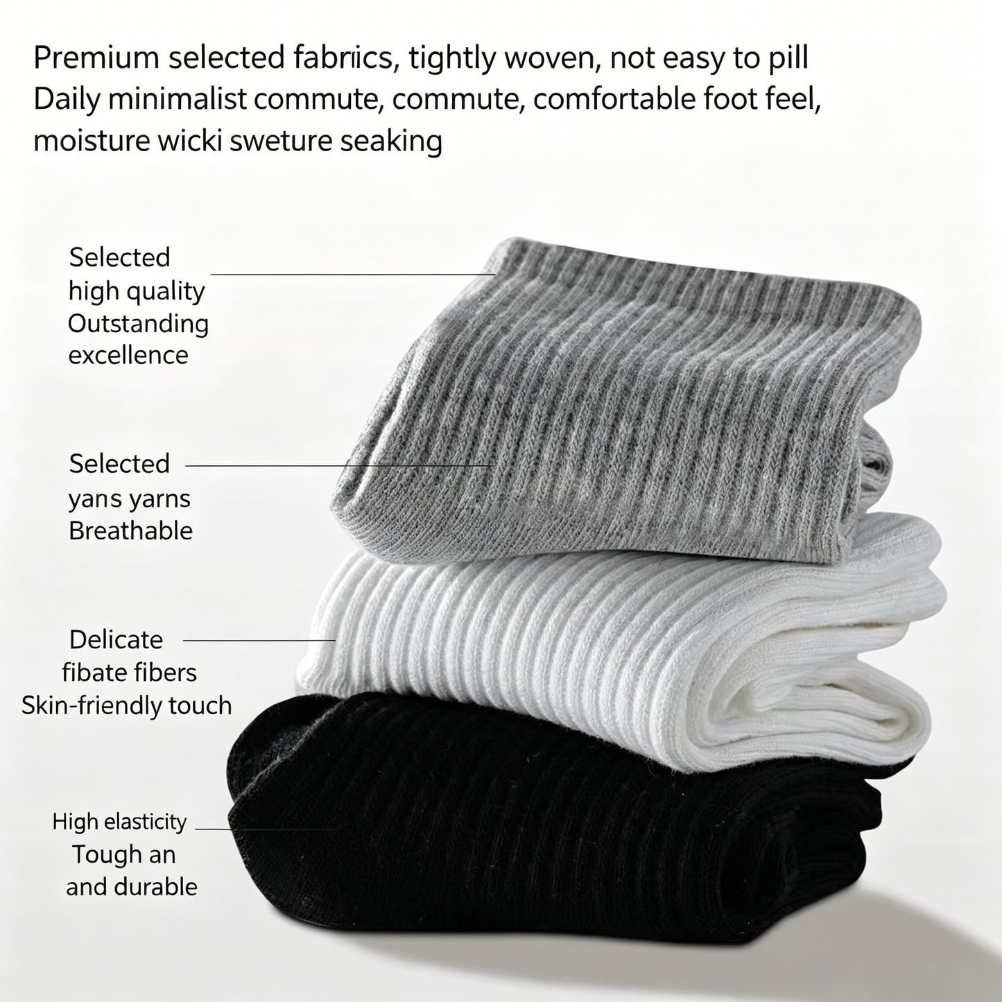 🏆 Premium Breathable 100% Cotton Socks | Anti-Odor Sport & Daily Crew Socks for Men (5-Pack / 10-Pack) — Super Soft, Non-Slip Cushion Comfort-QZZ