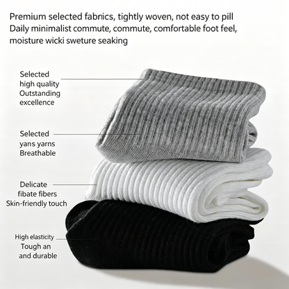 🏆 Premium Breathable 100% Cotton Socks | Anti-Odor Sport & Daily Crew Socks for Men (5-Pack / 10-Pack) — Super Soft, Non-Slip Cushion Comfort-QZZ