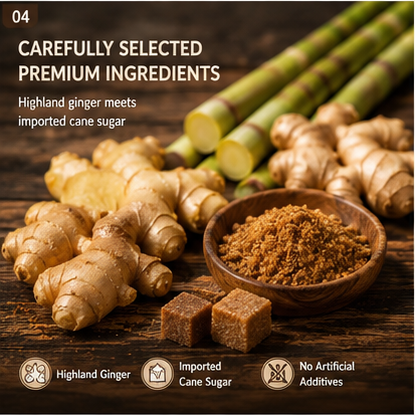 Premium Crystallized Brown Sugar Ginger Slices - Thick Cut, Chewy & Pure Natural Energy-XXS