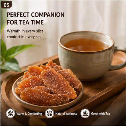 Premium Crystallized Brown Sugar Ginger Slices - Thick Cut, Chewy & Pure Natural Energy-XXS