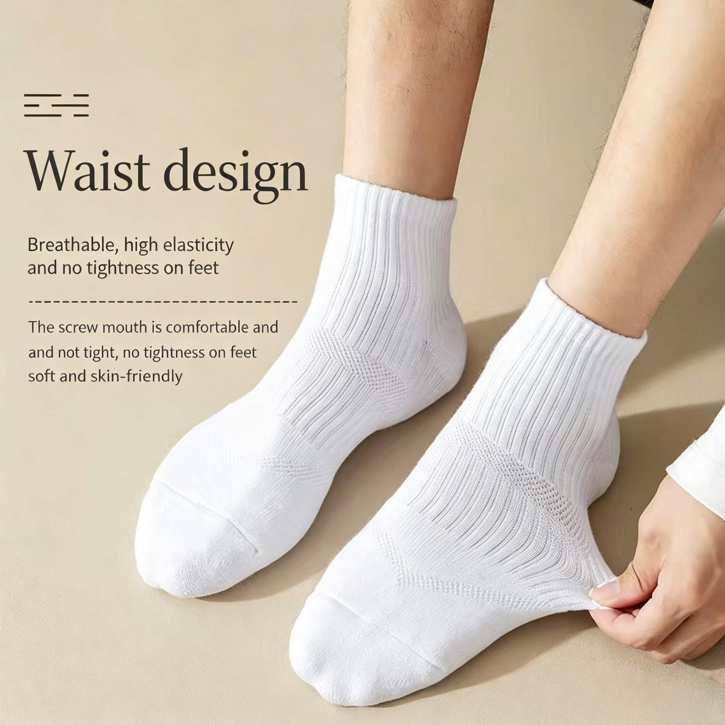 🏆 Premium Breathable 100% Cotton Socks | Anti-Odor Sport & Daily Crew Socks for Men (5-Pack / 10-Pack) — Super Soft, Non-Slip Cushion Comfort-QZZ
