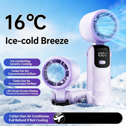 ⚡️ Say goodbye to summer sweat! 16°C Ice-Cooling Turbo Fan is now on FLASH SALE! Handheld, desktop, or neckwear—stay chilling anywhere. 🛒-QZZ