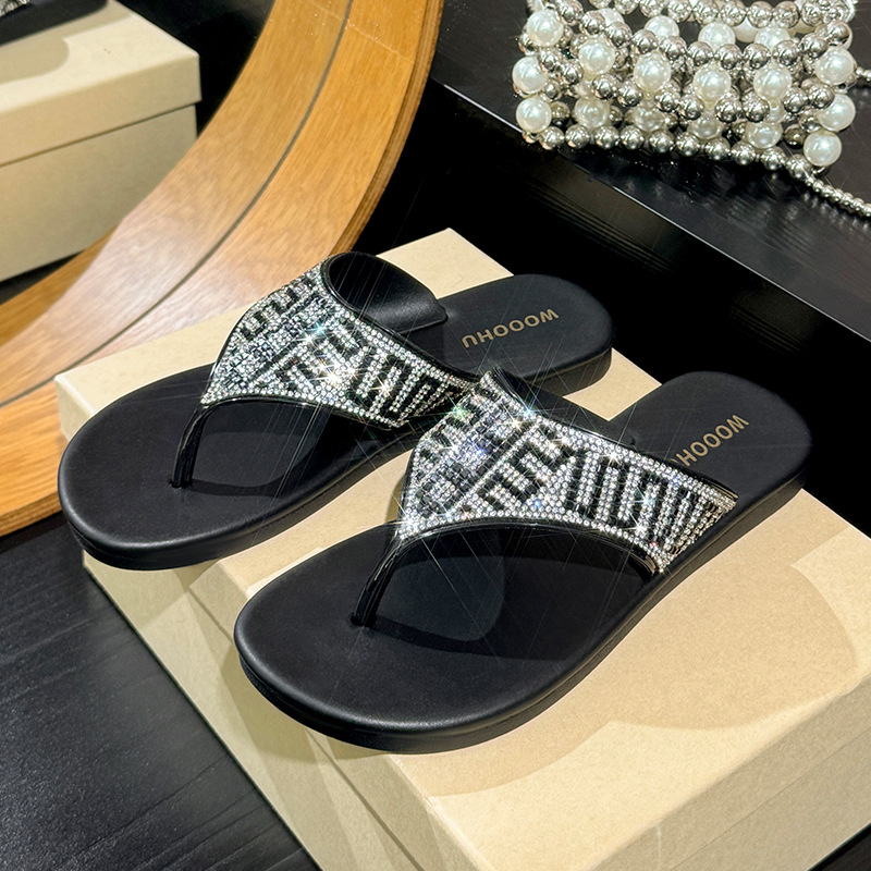 🌴Rhinestone Flip Flops for Women,🎁 Comfortable Flat Sandals-XXS