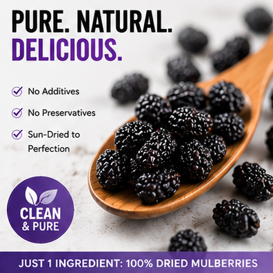 💯Natural, healthy, additive-free dried black mulberries🍇-XXS