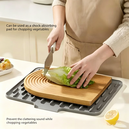 Stop Water Stains! Waterproof Silicone Drain Mat for Dishes, Fruits & More-QZZ