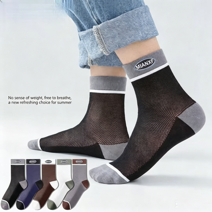 Mesh Breathable Mens Socks, Anti-Sweat Cool Summer Crew Socks, See-Through Mesh Sport Socks for Sweaty Feet 🧦✈️-QZZ