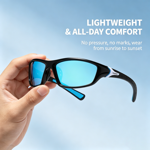 All-Weather Polarized Sports Sunglasses – Shatterproof PC Frame, 100% UV Block, No-Slip Fit for Running, Fishing & Driving-QZZ