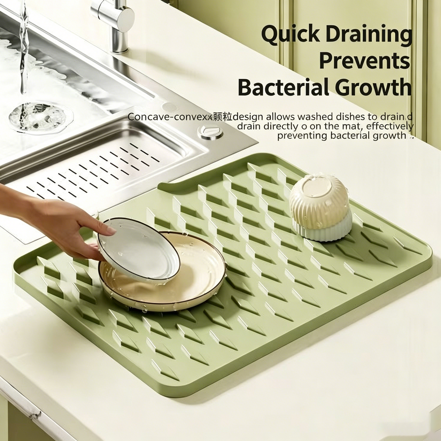 Stop Water Stains! Waterproof Silicone Drain Mat for Dishes, Fruits & More-QZZ
