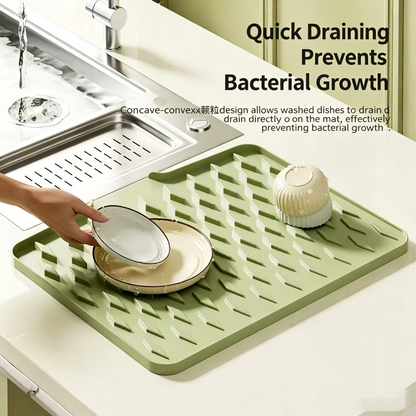 Stop Water Stains! Waterproof Silicone Drain Mat for Dishes, Fruits & More-QZZ