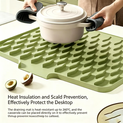 Stop Water Stains! Waterproof Silicone Drain Mat for Dishes, Fruits & More-QZZ